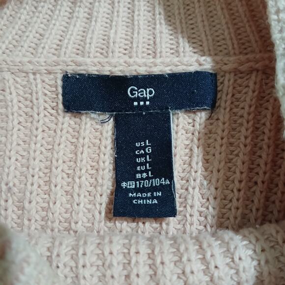 GAP large Chalk Pink mock-neck Long-Sleeved raglan sleeve 100% Cotton sweater - Picture 2 of 12